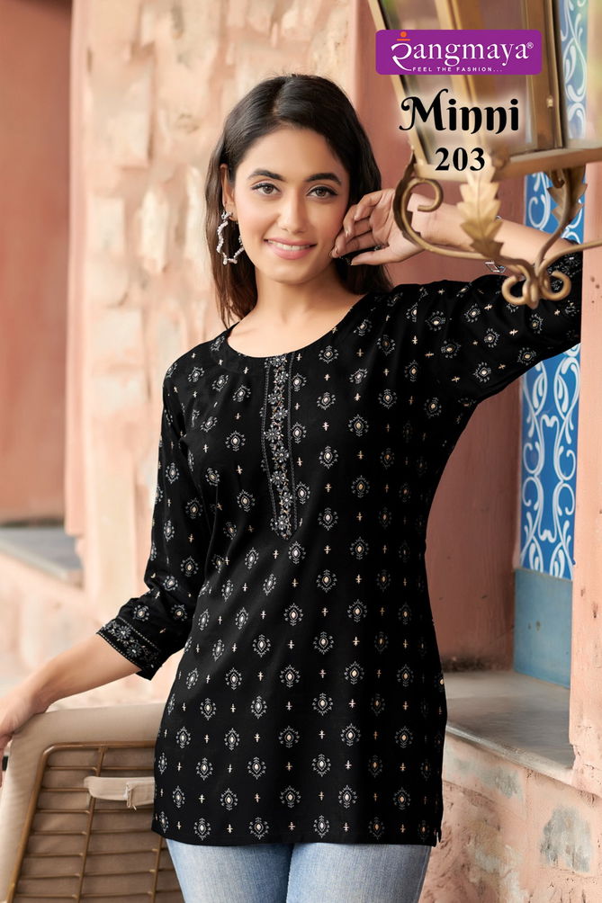 Minni 2 By Rangmaya Rayon Tunic Ladies Top Wholesale Online